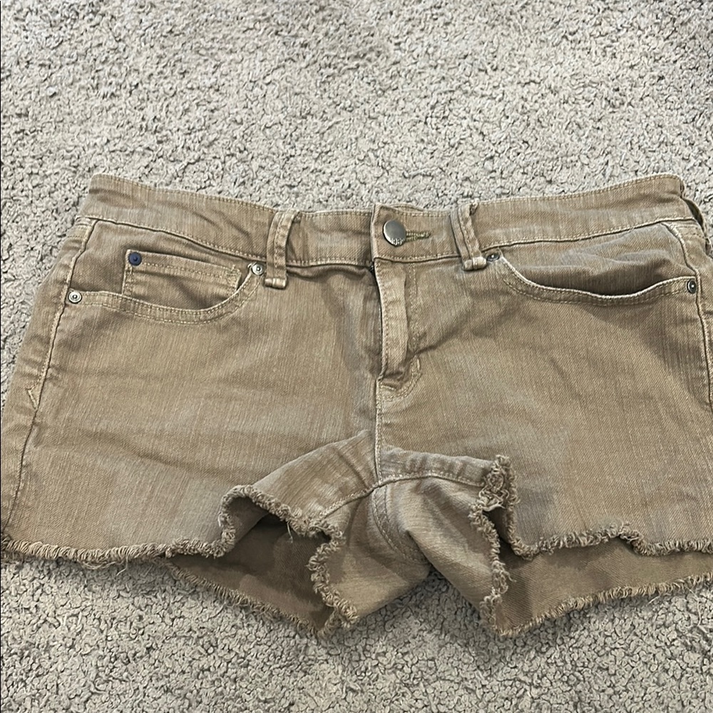 GAP Tan Jean Shorts Distressed Frayed Hem